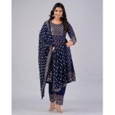 MAUKA Rayon Printed Kurti With Pants Womens Stitched Salwar Suit - Blue ( Pack of 1 ) - None