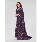 Kashvi Sarees Georgette Printed Saree With Blouse Piece - Navy Blue ( Pack of 1 ) - Navy Blue