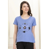 Clovia Cotton Night T-Shirt - Blue - None