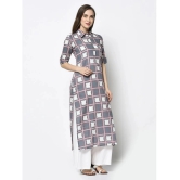 Antaran Cotton Checks Straight Womens Kurti - Grey ( Pack of 1 ) - None