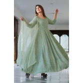 Green Chikankari Anarkali Suit Set Green XXL