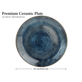 Handcrafted Reactive Glaze Ceramic Dinner Plates, 6 Pieces Serving for 6, Microwave and Dishwasher Safe, Bone-ash Free, Full Plate Set Crockery for Dining and Gifting, Reactive Blue