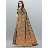 Om Shantam Sarees - Green Banarasi Silk Saree With Blouse Piece ( Pack of 1 ) - Green