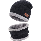 THRIFTKART - winter knit cap and scarf combo FOR for Men and Women for Travelling 1 CAP SET 1  Scarf 1 SET  Winter Gloves - One Size