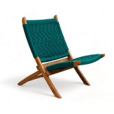 Orchid Homez Hand Woven Lounge Chair Folding Solid Wood Outdoor Chair (Natural) (Sea-Green)