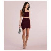 Addyvero Maroon Embellished Skirt Top Set - None