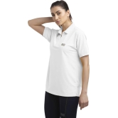 Women Solid Polo Neck Polyester White T-Shirt