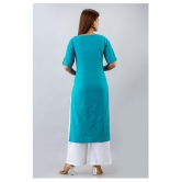 SVARCHI - Turquoise Cotton Blend Womens Straight Kurti - XXL