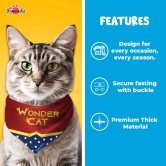 PawsIndia Cat Bandana - Wonder Cat-X-Small