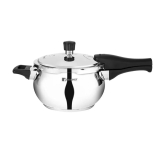 Bergner Pura Belly Shape Stainless Steel Outer Lid Pressure Cooker | Gas & Induction Compatible | Silver 5.5 Litre