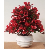 BAARIG - Red Wild Artificial Plants Bunch ( Pack of 1 )