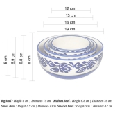 Ceramic Dining Blue Floral Hand-painted Ceramic Serving Bowls Set of 4