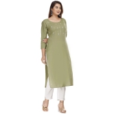 JC4U - Green Rayon Womens Straight Kurti ( Pack of 1 ) - None