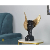 Golden Wings Angel Face Sclupture (5.5x13 Inches)-Black