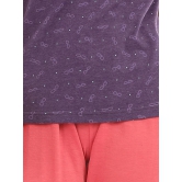 Clovia Poly Cotton Pajamas - Purple - L