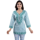 Meher Impex - Turquoise Crepe Womens Straight Kurti ( Pack of 1 ) - 3XL