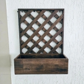 BARISH - Wall Mounted Planter - Single Square | Handcrafted with Rubberwood | Indoor Planter Frame with Stand 18 x 14 x 6 Inches