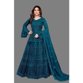 Apnisha Teal Flared Net Womens Semi Stitched Ethnic Gown ( Pack of 1 ) - None