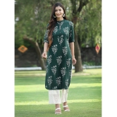 Juniper - Green Rayon Womens Straight Kurti ( Pack of 1 ) - None