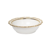 Golden Edge Glazed White Ceramic Dish