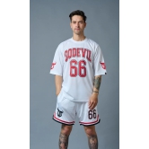 Go Devil 66 (in Red & Black) Printed White Polyester Co-ord Set for Men S