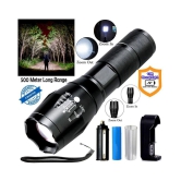 Q Small Sun 500 Meter Zoomable Waterproof Chargeable LED 5 Mode Full Metal Body - 12W Rechargeable Flashlight Torch (Pack of 1)