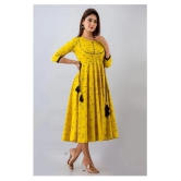 SVARCHI - Yellow Cotton Womens Anarkali Kurti ( Pack of 1 ) - XL