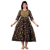 KASHVI Creation Women's Cotton Floral Printed Maternity Feeding Kurta ( Brown)