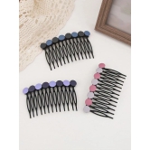 Yellow Chimes Comb Pin Set: 3 Hair Accessories for Women - Western Comb Clips, Juda Pins, Side Pins-Yellow Chimes Hair Accessories: Set of 3 Comb Pins for Women