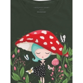 Mushroom Girl Tshirt-10-11 Years / Olive Green