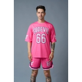 Go Devil 66 Printed Pink Polyester Co-ord Set for Men XXL