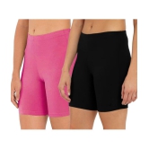 Outflits Multi Cotton Solid Shorts - Pack of 2 - L