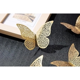 KATHIYAWADI 3D Home Decor Butterfly with Sticking Pad (Shimmer Golden, Set of 12)