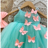 Cutedoll Mint Color Net Sparkle with butterfly kids Girls Dress-5-6 Year