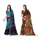 LEELAVATI - Multicolor Georgette Saree With Blouse Piece ( Pack of 2 ) - Multicolor