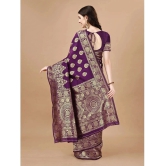 LEELAVATI Banarasi Silk Embellished Saree With Blouse Piece - Purple ( Pack of 1 ) - Purple