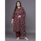 Tissu Cotton Printed Kurti With Palazzo Women''s Stitched Salwar Suit - Maroon ( Pack of 1 ) - None