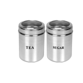 Dynore Silver Stainless Steel Tea and Sugar Canister (Set of 2) - Size 9