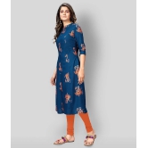 Vbuyz - Blue Rayon Womens Front Slit Kurti ( Pack of 1 ) - XL