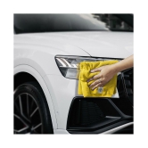 SOFTSPUN Microfiber Cloth - 4 pcs - 40x40 cms - 340 GSM Yellow - Thick Lint & Streak-Free Multipurpose Cloths - Automotive Microfibre Towels for Car Bike Cleaning Polishing Washing & Detaili