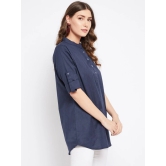 Women Blue Mandarin Collar Tunic