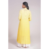 Ladies New Fashion Georgette Hand Chikankari Kurti Yellow