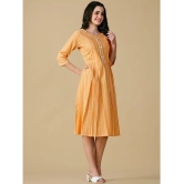 Glomee - Yellow Cotton Womens A-line Dress ( Pack of 1 ) - None