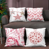 Indigifts Christmas Cushion Covers Merry Christmas Decorative Ornaments White Set of 4 Cushion Cover 18x18 inches - Christmas Cushion, Christmas Decorations for House, Xmas Decorations