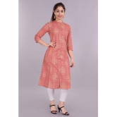 Glorious - Peach Cotton Blend Women's Front Slit Kurti ( Pack of 1 ) - S