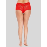 ILRASO - Red Lace Self Design Women's Boy Shorts ( Pack of 1 ) - None