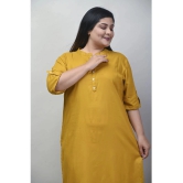 Swasti Cotton Blend Printed Straight Womens Kurti - Mustard ( Pack of 1 ) - None