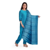 Blue Cotton Salwar Suit Fabric with Cotton Dupatta