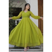 Green Hand Block Printed Anarkali Set M