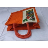 Sonchiraiya Printed Orange Jute Bag